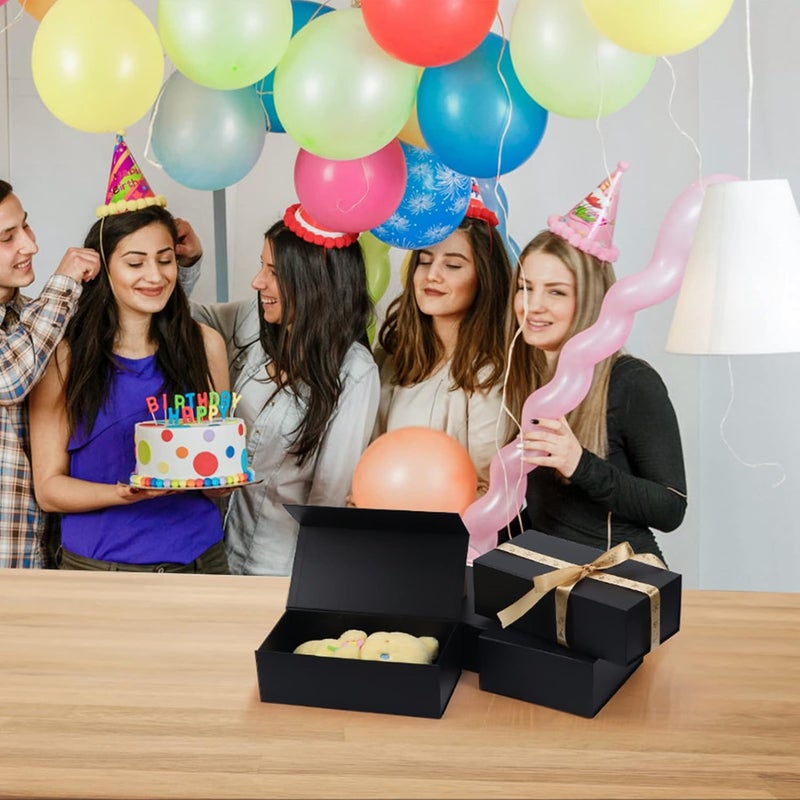 Ditwis 4 Pack 12x6x4 Inches Gift Boxes with Magnetic Closure Lids, Black Magnetic Box for Wedding, Groomsmen Bridesmaid Proposal, Birthdays, Mother's Day - Image 4